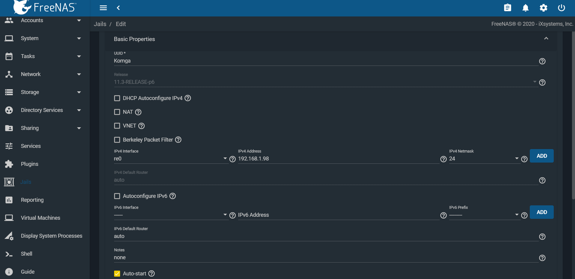 Editing Jail properties