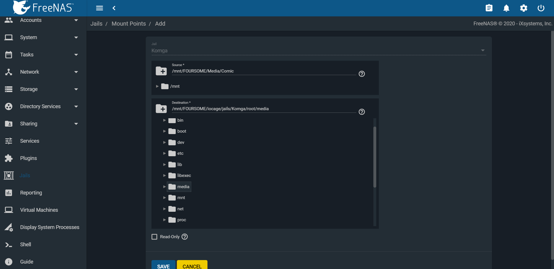 Mounting folder to the jail